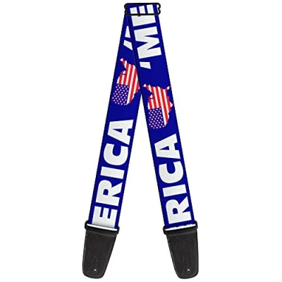 Image of Buckle Down GS W30028 &quot;MERICA/USA Silhouette Blue/White/US Flag&quot; Guitar Strap