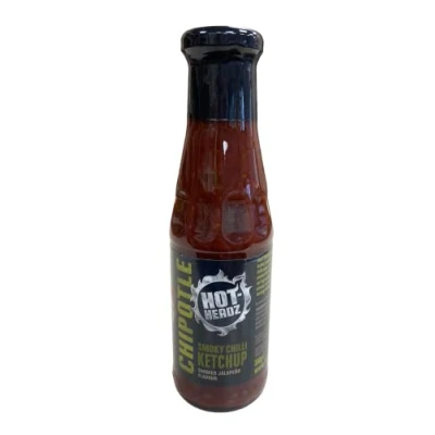 Image of Hot Headz! Smoky Chipotle Pepper Chilli Ketchup. Gluten Free Smoked Jalapeno Sauce for Cooking, Marinade, Seasoning, Extra Spice &amp; Flavour. Great Gift Lovers. (390g)