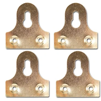 Image of 4X Slotted Brass Glass Hanging Plates 32mm Hang Mirrors &amp; Pictures on Walls
