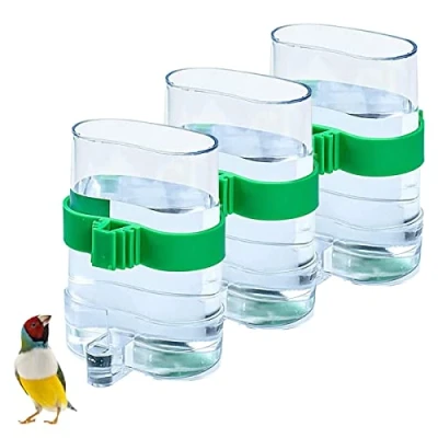 Image of DBAILY Bird Water Dispenser 3 Pieces Feeder Birds Automatic Parrot Bottle Feeding Bowl Drinking for Hanging in Cage Cockatiels Parrots