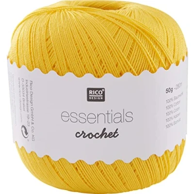 Image of Rico Design ESSENTIALS CROCHET YELLOW, 100% Cotton, 7.5 x 8 cm