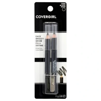 Image of Easy Breezy Brow Set 500 Black by CoverGirl for Women 3 Pc 2 x 0.6oz Eyebrow Pencil, Sharpener