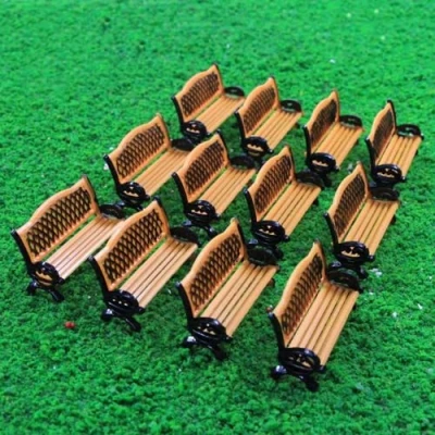Image of Evemodel ZY35087OB 12pcs Model Train Platform Park Street Seat Bench Chairs Settee 1:87 HO Scale