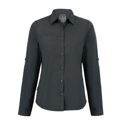 Image of Craghoppers Womens/Ladies Expert Kiwi Long Sleeved Shirt (Carbon Grey) Size 10 UK