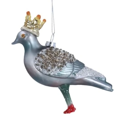 Image of Gisela Graham Glass Pigeon Christmas Tree Decoration