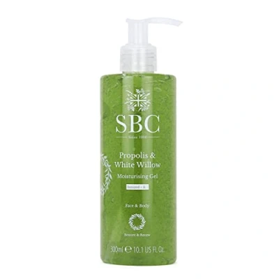 Image of SBC Skincare Propolis &amp; White Willow Moisturising Gel 300ml, Lightweight, Face and Body Moisturiser for Sensitive, Reactive or Blemish Prone Skin