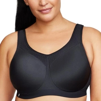 Image of Glamorise Full Figure Plus Size High Impact Wonderwire Sports Bra Underwire #9066 Black
