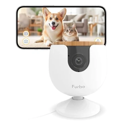 Image of Furbo Mini Pet Camera [Basic]: Small Camera, Big Safety &amp; Peace of Mind Monitor w/Phone App, Colour Night Vision, 2 Way Audio, Barking or Meowing Alerts, Designed for Dogs Cats, Indoor Cam
