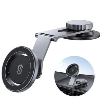 Image of SYNCWIRE Fits MagSafe Car Mount for Universal Dashboard, Tesla Screen, Magnetic Phone Holder Car, Foldable Aluminum Alloy Arm, Super Stable iPhone 15 Pro Max 14 13 12&amp;All Phones