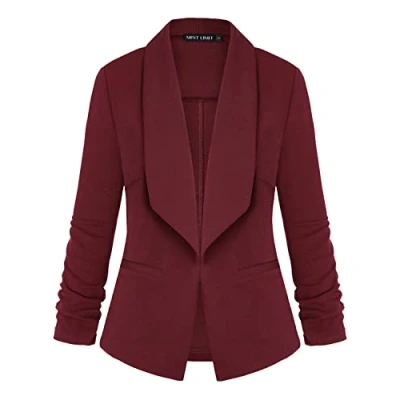 Image of MINTLIMIT Women&#039;s One Button Blazer Jacket Suit(Burgundy,Size 2XL)