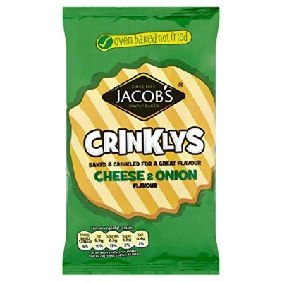 Image of Jacob&#039;s Crinklys Cheese &amp; Onion Flavour 50g (Pack of 30 x 50g)
