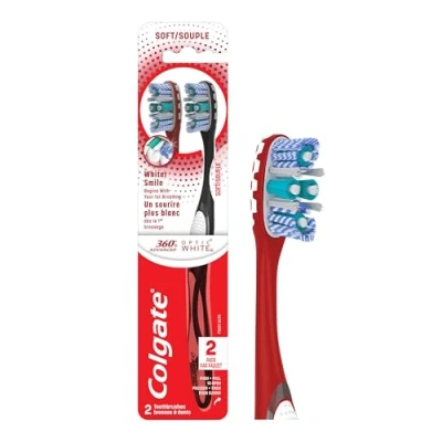 Image of Colgate 360 Advanced Optic White Toothbrush, Soft, 2 Count