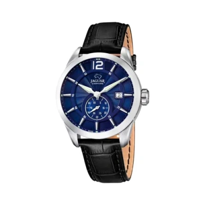 Image of Jaguar J663/2 Men&#039;s Leather Watch, Blue/Black, Strap