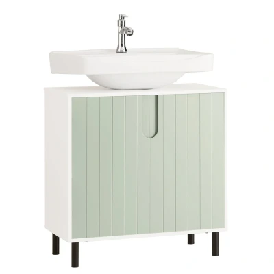 Image of Sobuy Under Sink Cabinet,White and Light Green,BZR139 GR