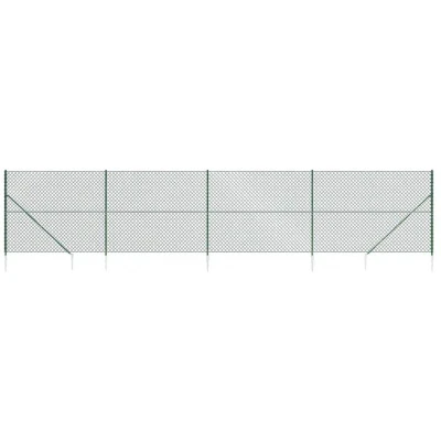 Image of vidaXL Chain Link Fence with Spike Anchors Green 2.2x10 m