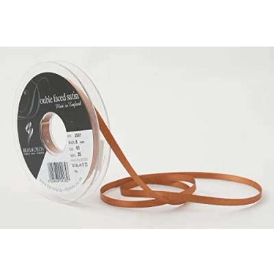Image of Berisfords Double FACE Poly Satin Ribbon, Sable, 5 mm