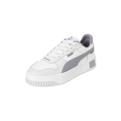 Image of Puma Carina Street Trainers, Women&#039;s, Size: 3.5, White/pale plum/silver mist leather and imitation