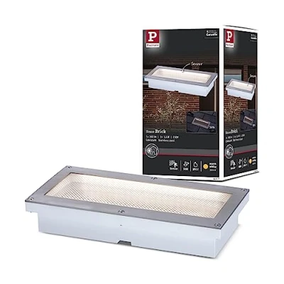 Image of Paulmann 94337 Brick LED outdoor luminaire recessed floor w/ motion sensor IP67 200x100mm rect. incl. 1x1.6W alu, grey metal, s. steel 3000K