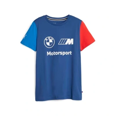Image of Puma Childrens Unisex Kids BMW M Motorsport Essentials Logo T Shirt Blue Size 11 12Y