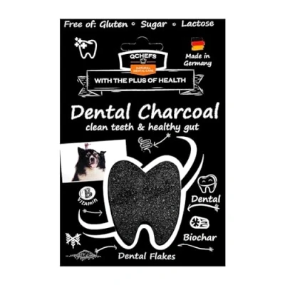 Image of QCHEFS NEW: 2 in 1 dental charcoal dogs: care powder and at the same time for intestinal health vomiting flatulence &amp; diarrhoea flora.