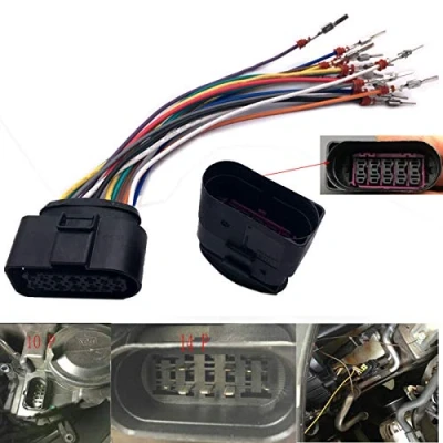Image of Aokus Xenon Headlight 10 to 14 Pin Wiring Harness Connector Plug Adapter Compatible with VW AUDI