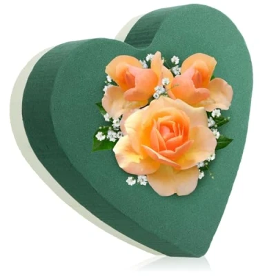 Image of com four® floral foam for flower arrangements in heart shape fresh flowers sponge crafting weddings, Easter and birthdays (01 piece heart)