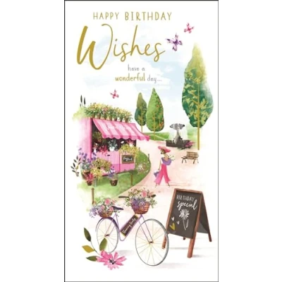 Image of Female Birthday Card for Her General Women Flower Shop Artistic Floral Design Special Finishes and Illustrated Insert Leaf Made in the UK