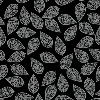 Image of 20 Napkins Autumn Single Leaves Grey on Black as Table Decoration Paper with Motif Also for Decoupage and 33 x cm