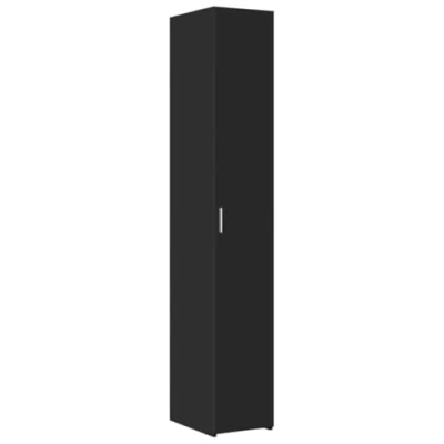 Image of vidaXL Highboard Black 30x42.5x185 cm Engineered Wood Modern Storage Cabinet with Shelves and Doors for Living Room, Bedroom, Hallway, Garage