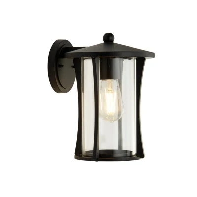 Image of 1 Light Outdoor Wall Porch Black With Clear Glass