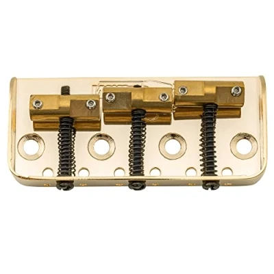 Image of Wilkinson WTBS Short Telecaster Bridge Brass Compensated 3 Saddles for Humbucker Tele Style or Vintage Electric Guitar, Gold