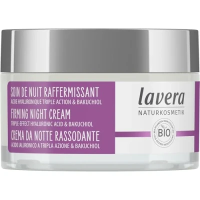 Image of lavera firming Night Cream with triple effect hyaluronic acid &amp; bakuchiol Anti Age vegan Organic Skin Care Visibly and moisturising 50 ml