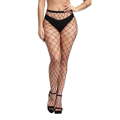 Image of Simply Joshimo Womens Fishnet Black Net Tights Elasticated Pantyhose (Wide Hole/Whale Net)