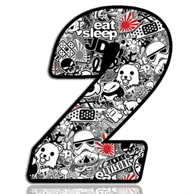 Image of Biomar Labs® 1 x Vinyl Sticker Bomb Wrap Auto Moto Motocross Motosport Start Racing Number 2 Rally Race Car Bike Motorcycle Tuning N 342