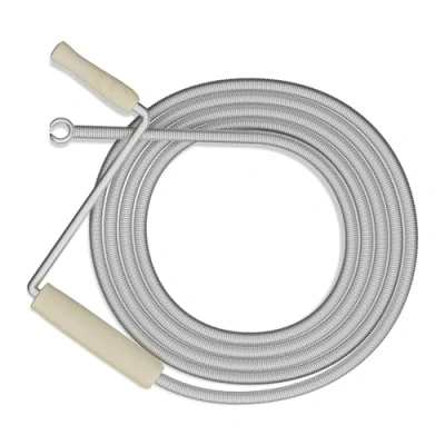Image of Relaxdays Pipe Cleaning Spiral, Length 3m, Washbasin, wc, Shower, Bathtub, Drain Unclogging, with Handle, Steel, Silver