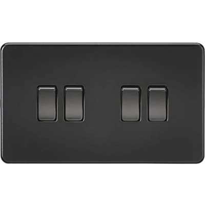 Image of KnightsBridge Screwless 10AX 4G 2 Way Switch Matt Black