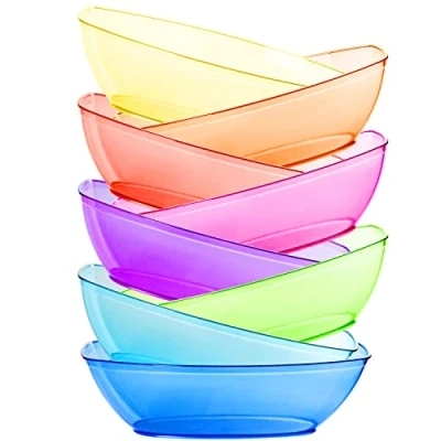 Image of Youngever 8 Pack 2400ML Luau Plastic Mixing and Serving Bowls, Popcorn Salad Chip Dip Set of (Rainbow)