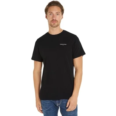 Image of Tommy Jeans SLIM Linear TEE Basic Tshirt, Men&#039;s, Size: 34, Black