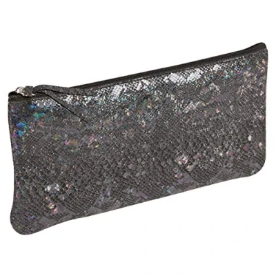 Image of Clairefontaine Ref 410016C Céleste&#039; Leather Flat Pencil Case 22 x 11cm, Made From Genuine Lambskin Leather, Metal Zip With Puller Black