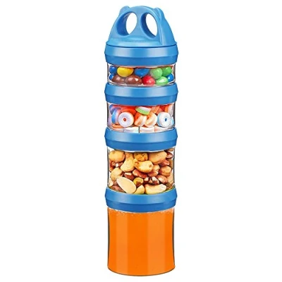 Image of BeneLabel Food Storage Stackable Snack Container Set 31oz Twist Lock Stacking Jar Nuts Candy Formula Travel Item Dispenser, BPA Free &amp; Leak proof, Blue