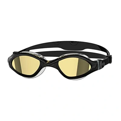 Image of Zoggs Tiger Adult Swimming goggles, UV Protection Swim Quick Adjust Comfort Goggle Straps, Fog Free Lenses, Liquid Skin Flexibility &amp; Fit, Titanium Lens Sun
