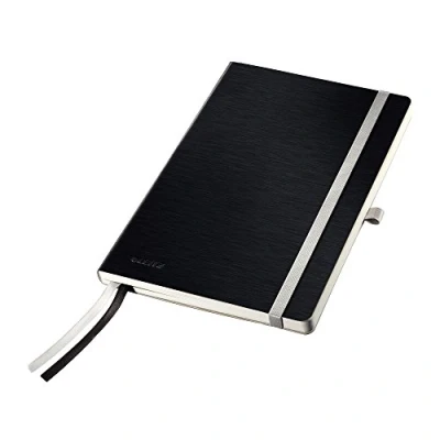 Image of Leitz A5 Soft Cover, Satin Black (80 Sheets Squared Paper, with 2 Bookmarks, 100 gsm Ivory Style Range)