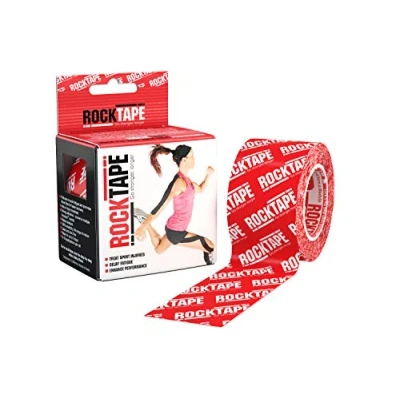 Image of Rocktape Kinesiology Tape Athletes, Water Resistant, Reduce Pain &amp; Injury Recovery, 5cm x 5m, Uncut, Red Logo