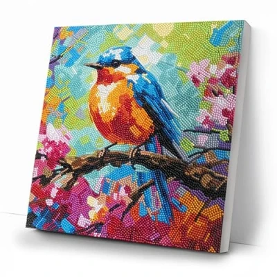Image of CRYSTAL ART Spring Robin 30x30m Canvas Kit Craft Buddy