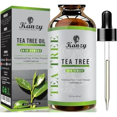 Image of Kanzy Tea Tree Oil, Essential Skin Remedy 60ml Treatment for Hair, Face &amp; Nails Natural Vegan Organic Oil