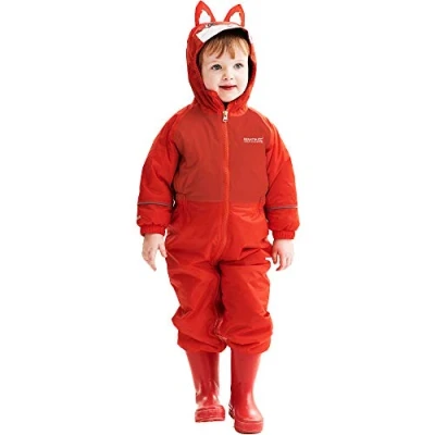 Image of Regatta Kids &#039;Mudplay III&#039; Waterproof Insulated Reflective Suit Overtrousers Burnt Salmon/Rusty Orange, Size: 12 18