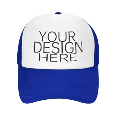 Image of KYZMZC Custom Personalized Baseball Cap Text Logo Design Your own Blue