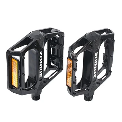 Image of zonkie Bicycle Cycling Bike Pedals, Aluminum Pedals Anti Slip for BMX MTB and Road Bike, DU sealed Bearing Axle, Black, 9/16 Inch