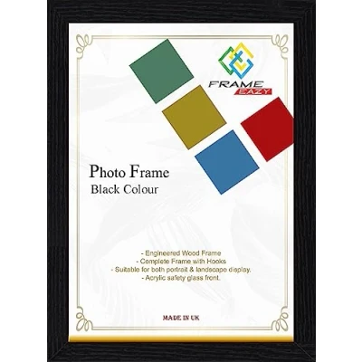 Image of Photo Picture Frame Poster 40.64 x 30.48 cm Plain Modern Black 16 12 inch With Clear Pespex Front Hang Landscape Or Portrait