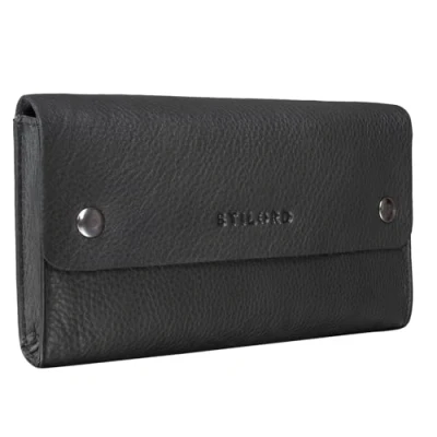 Image of STILORD &#039;Griffin&#039; Leather Case Vintage Pouch for Pencil Cosmetic Money Glasses Keys Small Organizer in Genuine Leather, Colour:Black